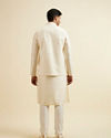 alt message - Manyavar Men Warm White Sequinned Jaal Patterned Jacket image number 3